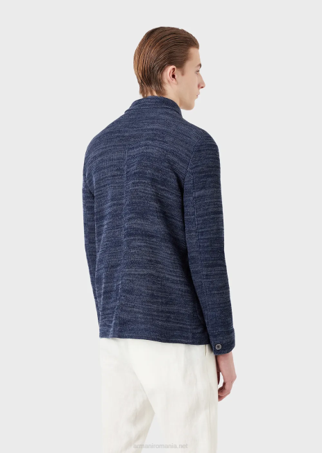 bărbați R802G1034 geacă tricot cu buzunare frontale Armani albastru