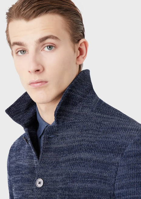 bărbați R802G1034 geacă tricot cu buzunare frontale Armani albastru