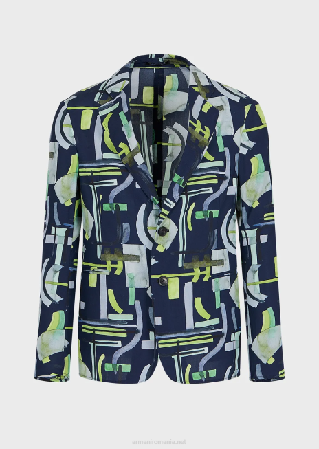 bărbați R802G1036 jachetă cu un singur piept din amestec de lyocell cu model integral Armani model