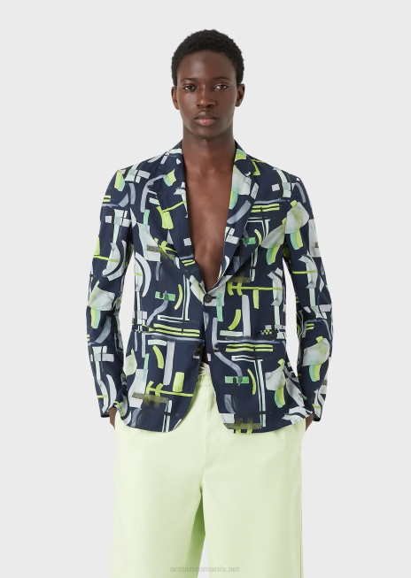 bărbați R802G1036 jachetă cu un singur piept din amestec de lyocell cu model integral Armani model