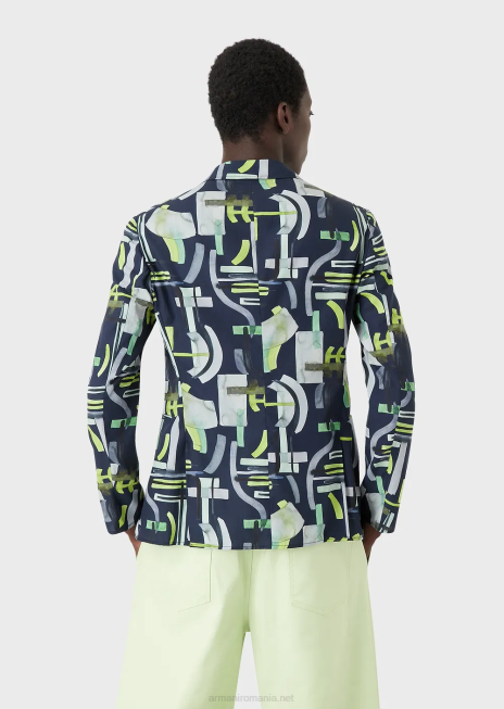 bărbați R802G1036 jachetă cu un singur piept din amestec de lyocell cu model integral Armani model