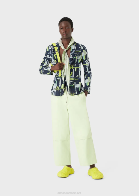 bărbați R802G1036 jachetă cu un singur piept din amestec de lyocell cu model integral Armani model