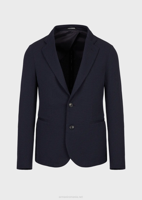 bărbați R802G1038 jachetă cu un singur piept din jerseu tehnic stretch 3d Armani albastru marin