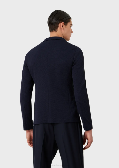 bărbați R802G1038 jachetă cu un singur piept din jerseu tehnic stretch 3d Armani albastru marin