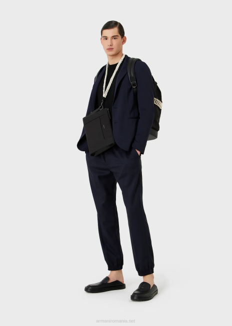 bărbați R802G1038 jachetă cu un singur piept din jerseu tehnic stretch 3d Armani albastru marin