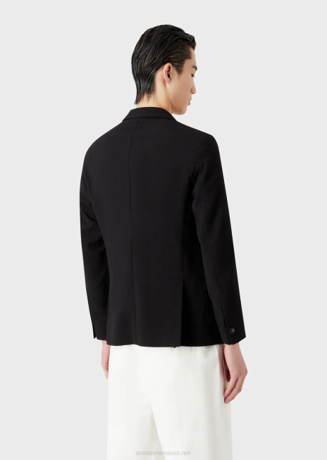 bărbați R802G1039 jachetă cu un singur piept din lână tehnică stretch 3d Armani negru