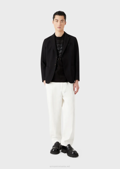 bărbați R802G1039 jachetă cu un singur piept din lână tehnică stretch 3d Armani negru