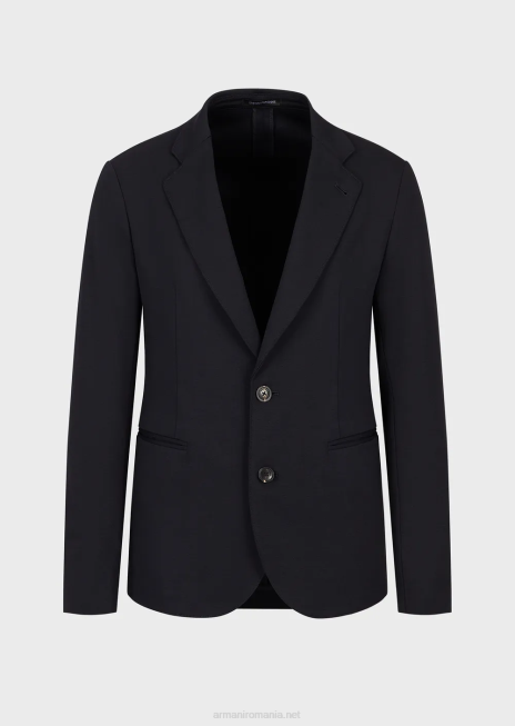 bărbați R802G1040 jachetă cu un singur piept din jerseu elastic Armani albastru marin