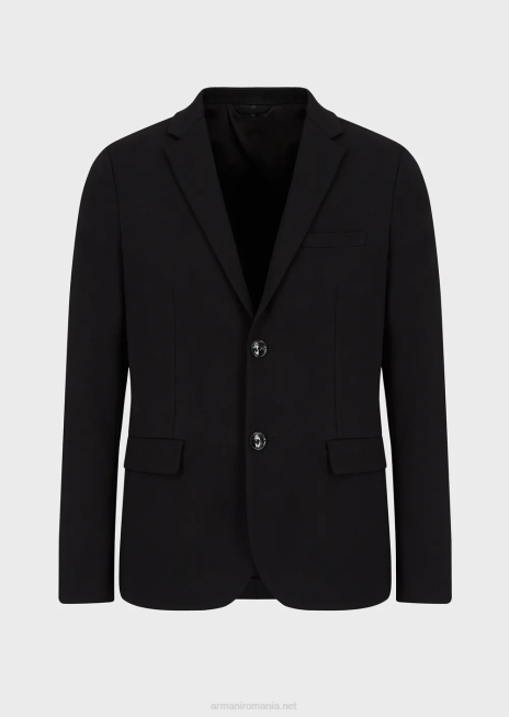 bărbați R802G1041 jachetă cu un singur piept din jerseu cusut Armani negru