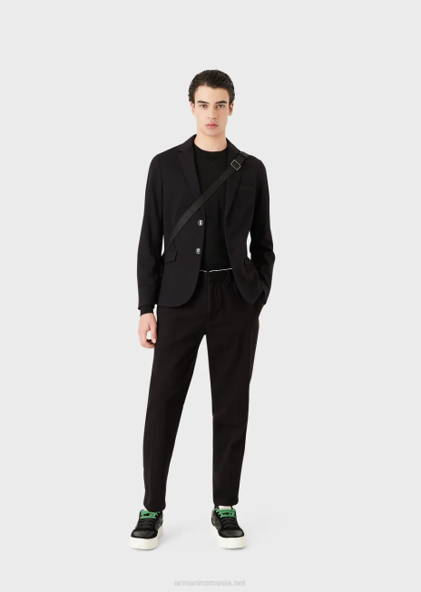 bărbați R802G1041 jachetă cu un singur piept din jerseu cusut Armani negru