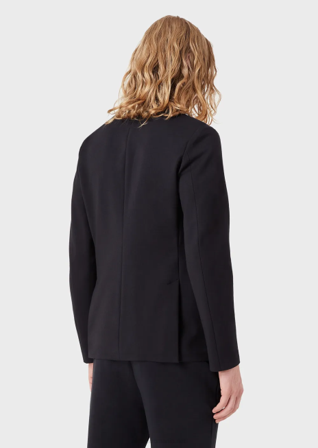 bărbați R802G1042 jachetă cu un singur piept din jerseu cusut Armani albastru marin