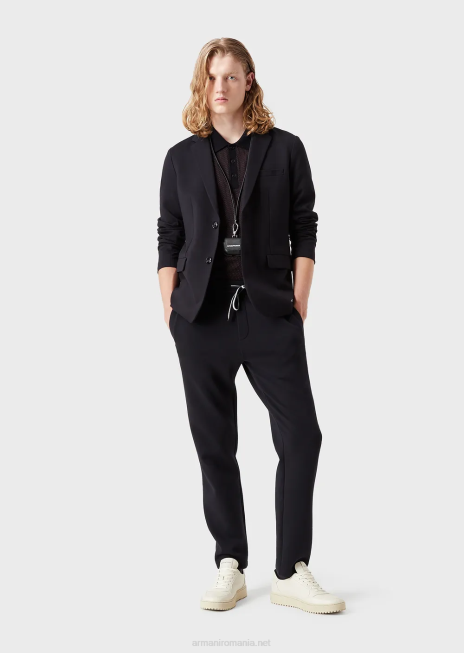 bărbați R802G1042 jachetă cu un singur piept din jerseu cusut Armani albastru marin