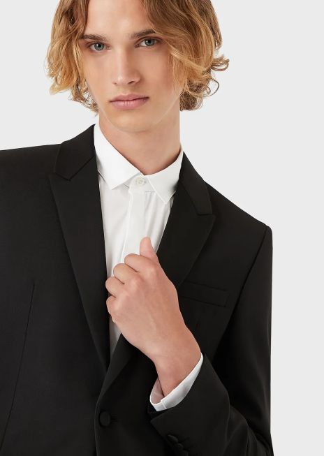 bărbați R802G1046 jachetă din lână virgină, cu un singur piept Armani negru