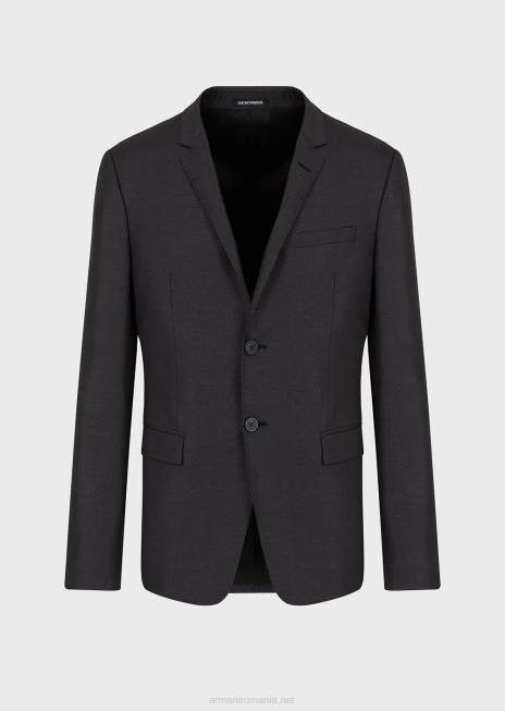 bărbați R802G1051 jachetă din lână virgină, cu un singur piept Armani gri
