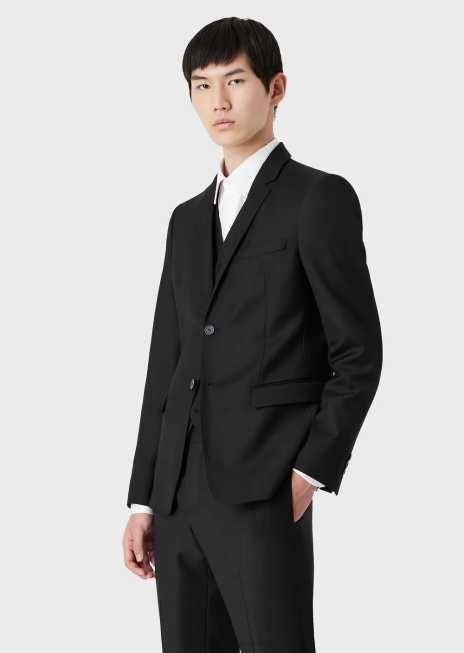 bărbați R802G1051 jachetă din lână virgină, cu un singur piept Armani gri