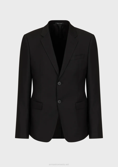 bărbați R802G1052 jachetă din lână virgină, cu un singur piept Armani negru