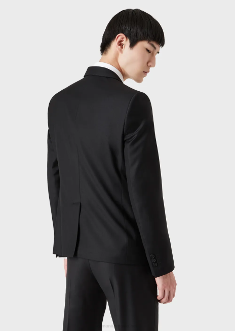 bărbați R802G1052 jachetă din lână virgină, cu un singur piept Armani negru