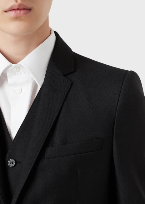 bărbați R802G1052 jachetă din lână virgină, cu un singur piept Armani negru