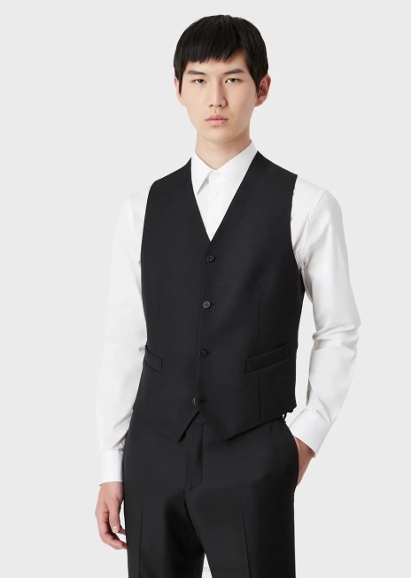 bărbați R802G1055 Gilet de lână virgină cu un singur piept Armani