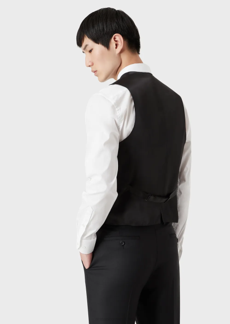 bărbați R802G1055 Gilet de lână virgină cu un singur piept Armani