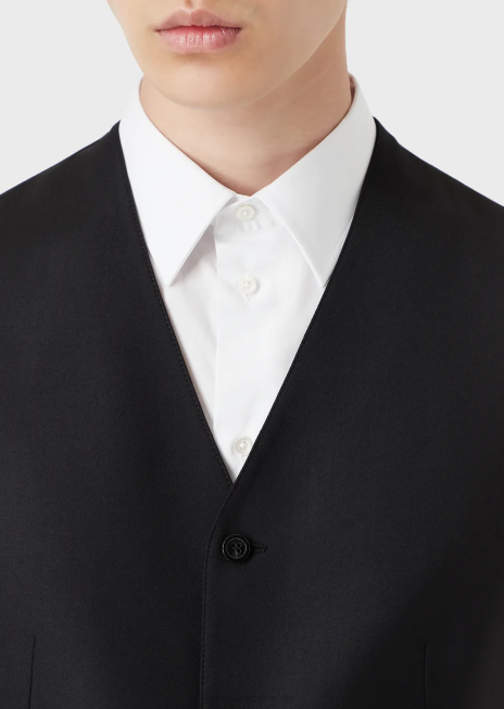 bărbați R802G1055 Gilet de lână virgină cu un singur piept Armani