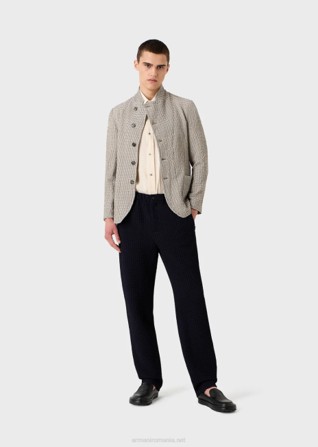 bărbați R802G1061 cămașă cu mânecă scurtă, cu nasturi, din piele de piersică modal Armani alb