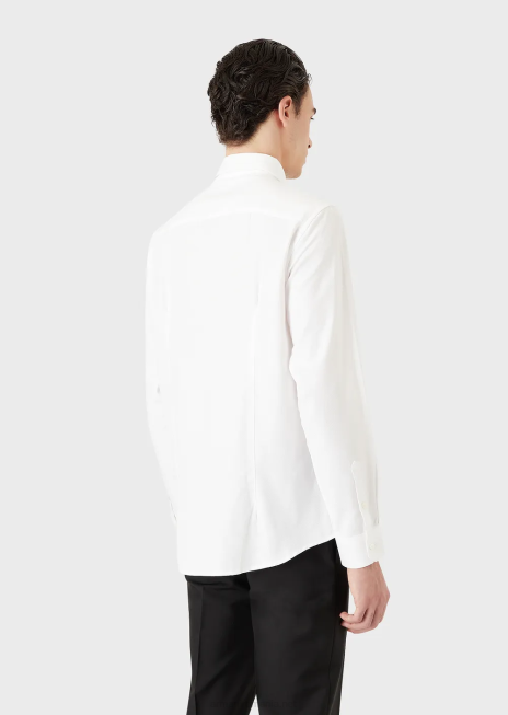 bărbați R802G1067 cămașă din bumbac cu micro model Armani alb