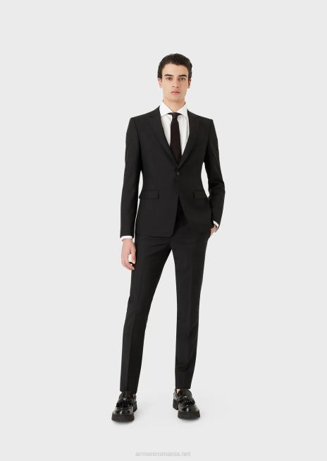 bărbați R802G1067 cămașă din bumbac cu micro model Armani alb