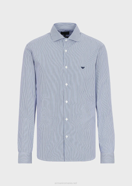 bărbați R802G1068 cămașă din bumbac cu micro model Armani in dungi