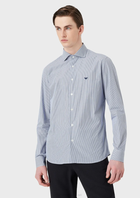 bărbați R802G1068 cămașă din bumbac cu micro model Armani in dungi