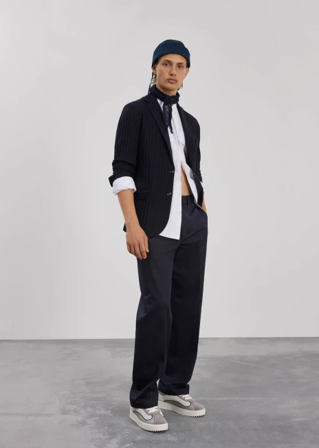 bărbați R802G1074 cămașă cu guler guru din popelin pima cu buzunare Armani alb