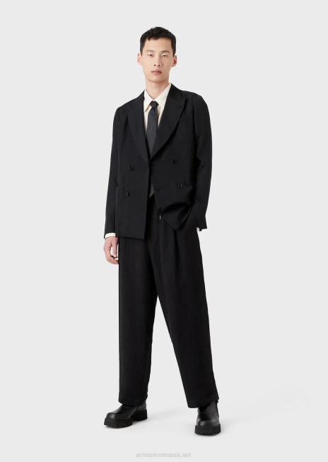 bărbați R802G1088 cămașă din modal cu finisaj neted, cu plasture de palmier Armani alb