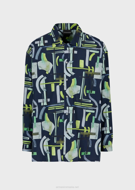 bărbați R802G1090 cămașă cu model integral din amestec de lyocell Armani model