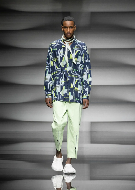 bărbați R802G1090 cămașă cu model integral din amestec de lyocell Armani model