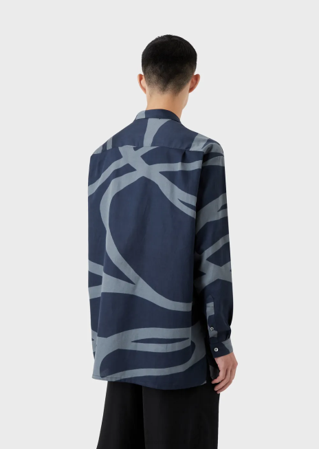 bărbați R802G1091 cămașă din bumbac cu imprimeu grafic supradimensionat Armani model