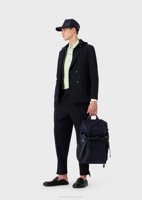 bărbați R802G1092 cămașă din țesătură tehnică elastică Armani verde deschis