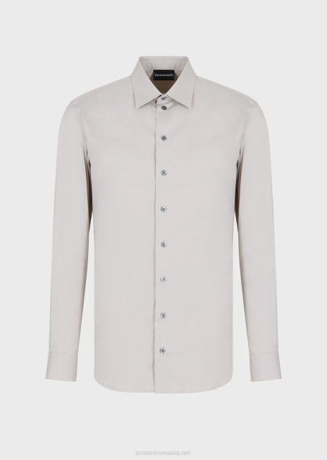 bărbați R802G1093 cămașă din țesătură tehnică elastică Armani gri