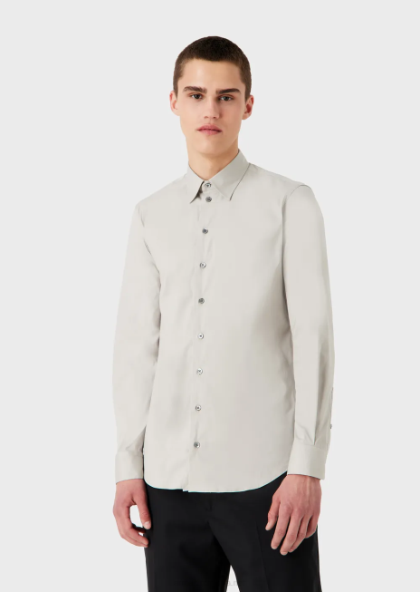 bărbați R802G1093 cămașă din țesătură tehnică elastică Armani gri