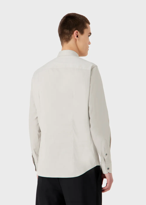 bărbați R802G1093 cămașă din țesătură tehnică elastică Armani gri