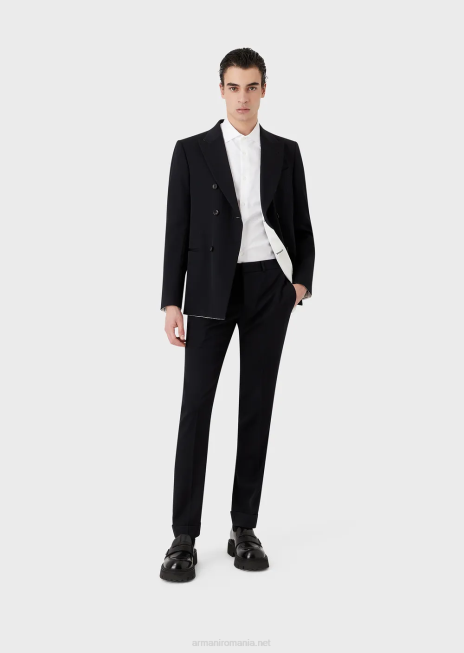 bărbați R802G1096 cămașă din bumbac cu logo-ul semnăturii jacquard Armani alb