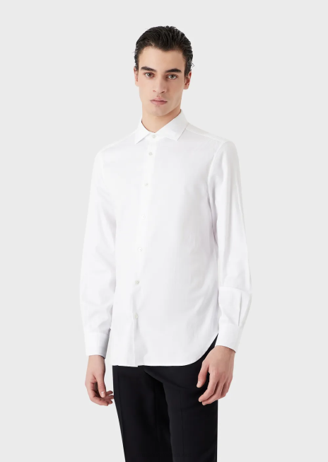 bărbați R802G1097 cămașă din bumbac cu logo-ul semnăturii jacquard Armani negru