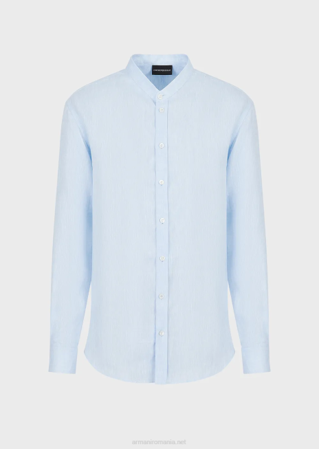 bărbați R802G1098 cămașă din in cambray cu guler guru Armani azur