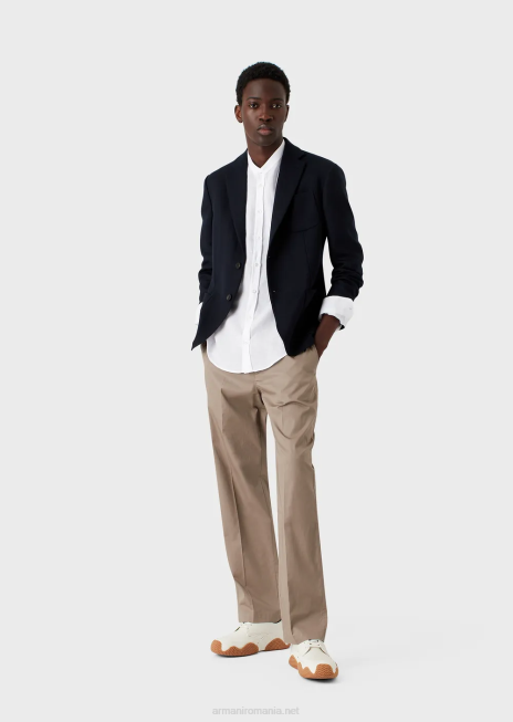 bărbați R802G1099 cămașă din in cambray cu guler guru Armani alb