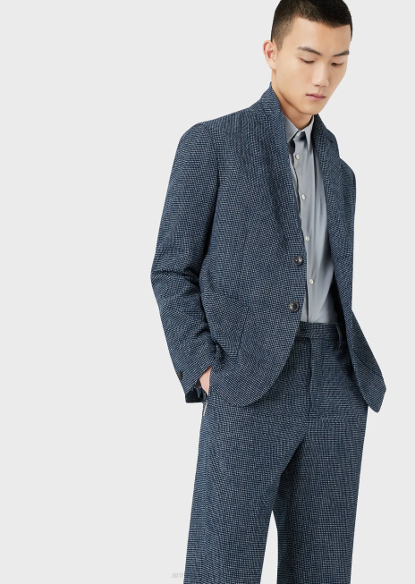 bărbați R802G1101 cămașă elastică din amestec de nailon cu vultur brodat Armani azur