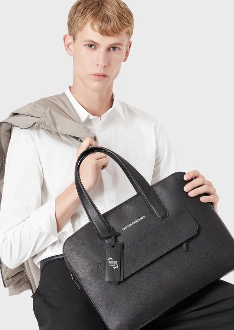 bărbați R802G1102 cămașă elastică din amestec de nailon cu vultur brodat Armani alb