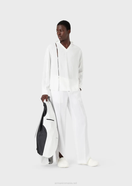 bărbați R802G1114 cămașă cu decolteu în V din material moale Armani