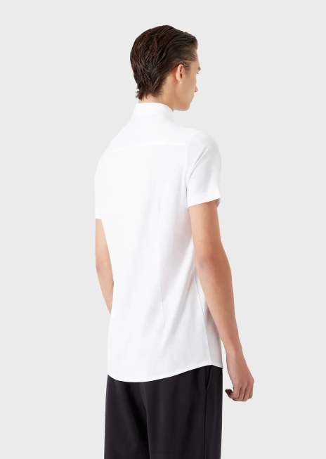 bărbați R802G1117 cămașă cu mâneci scurte din tricou din tencel Armani alb