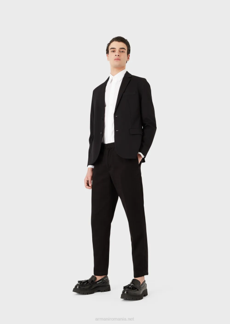 bărbați R802G1127 cămașă din poplin stretch, modernă, cu guler rigid Armani alb