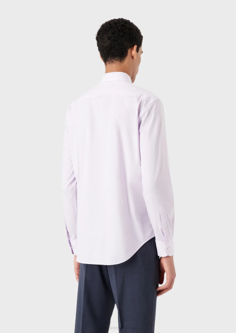 bărbați R802G1129 cămașă din poplin stretch, modernă, cu guler rigid Armani roz