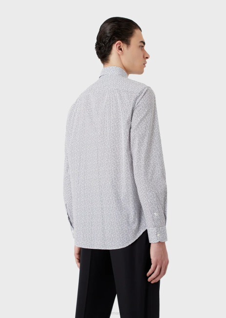 bărbați R802G1133 cămașă din bumbac elastic cu micro-model op art Armani gri